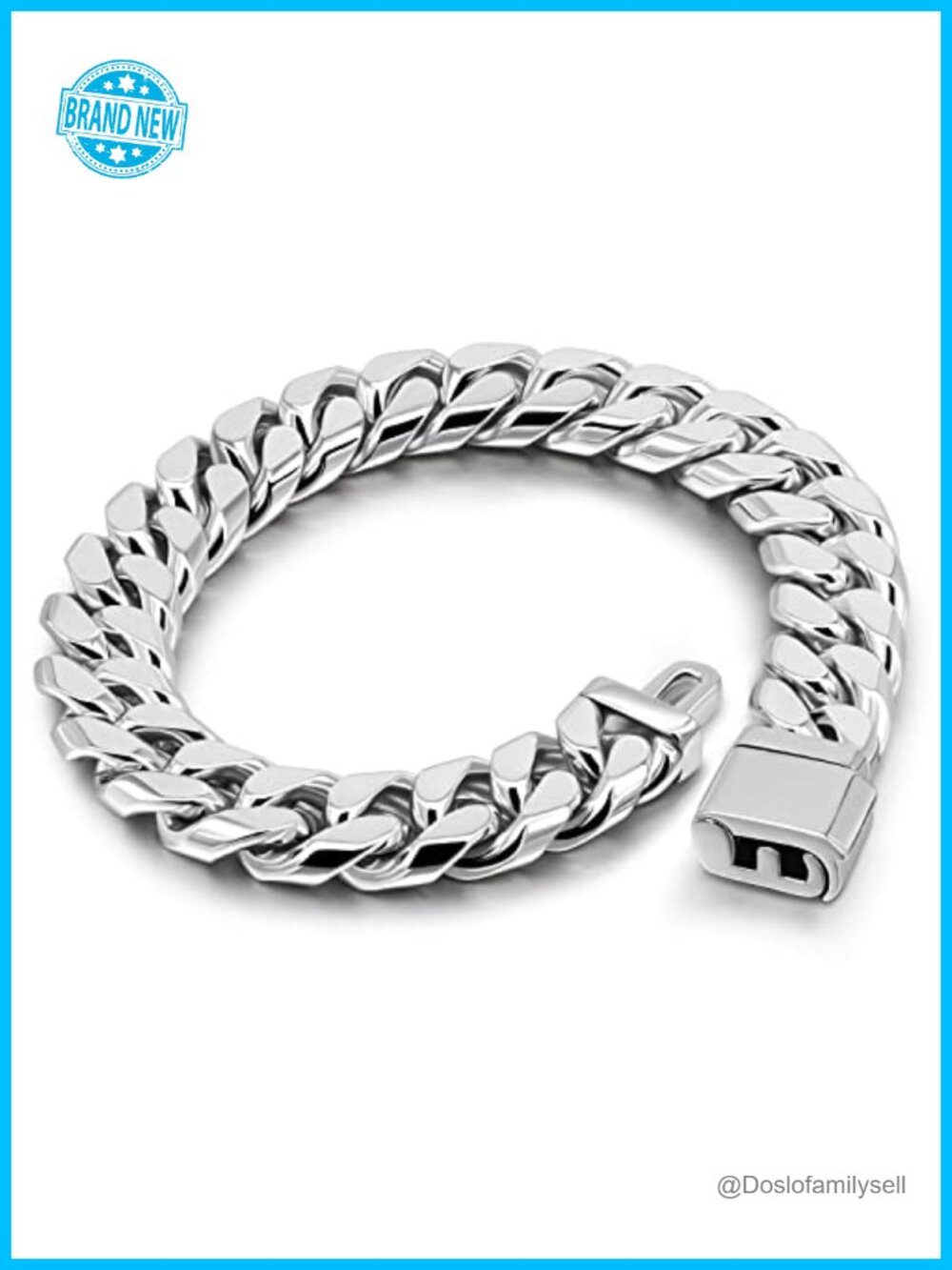 Sterling Silver Italian Handmade Miami Cuban Chain Bracelet Men 8"